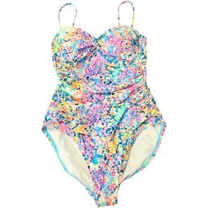 KENNETH COLE NEW YORK Water Color Floral Colorful One Piece Swim Suit Size Small
